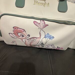 Primark Weekender White Tote with Pink Bambi and Green Trim